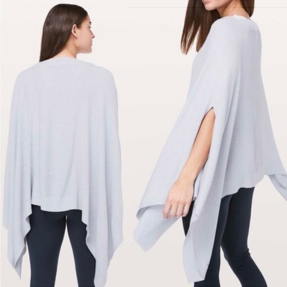 Lululemon Athletica Sweaters - Lululemon Forward Flow Cape Poncho Scraf Silver Fox/A. White Sweater Fabric